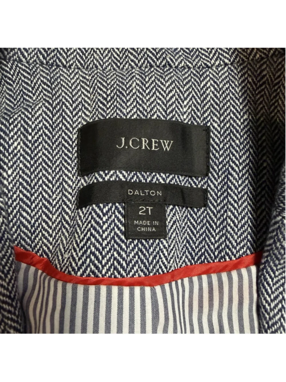 J.Crew Womens Blazer 2 TALL Blue Linen Dalton Herringbone Gold Button Tweed EUC